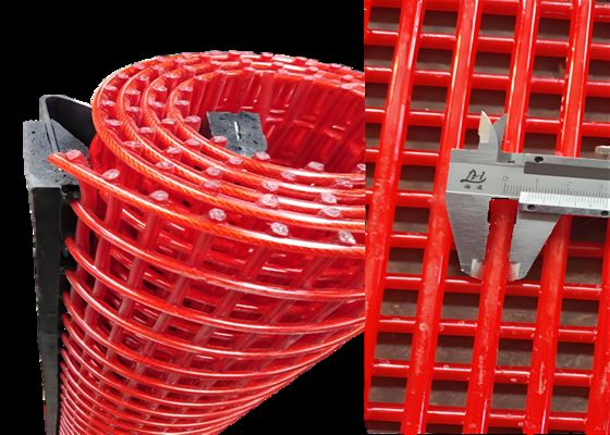 Mining Polyurethane High-Frequency Screen (Steel/SS Wire Inside, Polyurethane Outside) Dengan 2-25mm Square/Rectangular Holes, Metal/PU Hooks