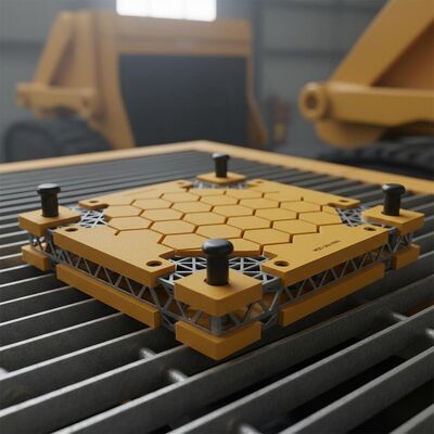 Panel modular poliuretan dengan pengikat pin Hammer-In dan rangka baja tertanam untuk dek peralatan pertambangan dalam format modular 305x305mm