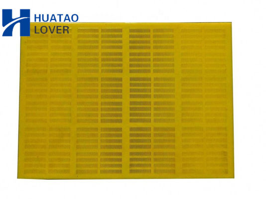 Kuning 0,125mm Aperture Polyurethane Screen Panel dengan rangka baja untuk Dewatering pasir halus
