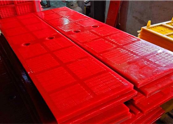 0.125mm aperture Red Polyurethane Dewatering Screen Panel dengan Rose Nail Connection